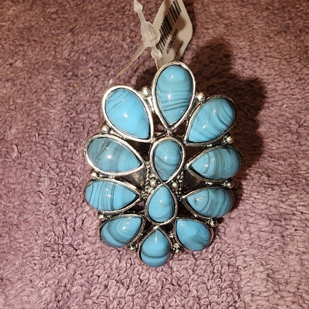 🆕️💙TURQUOISE STATEMENT FASHION RING SIZE 12💙 - Picture 4 of 6